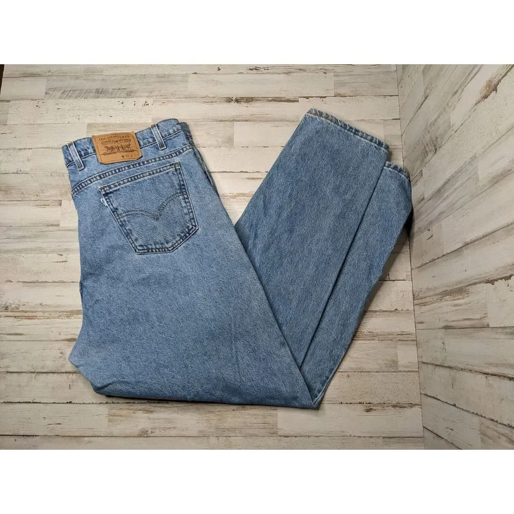 Vintage 1980-90s Levi's Blue Denim‎ White Tab #575 Made in USA 44x32 High Rise